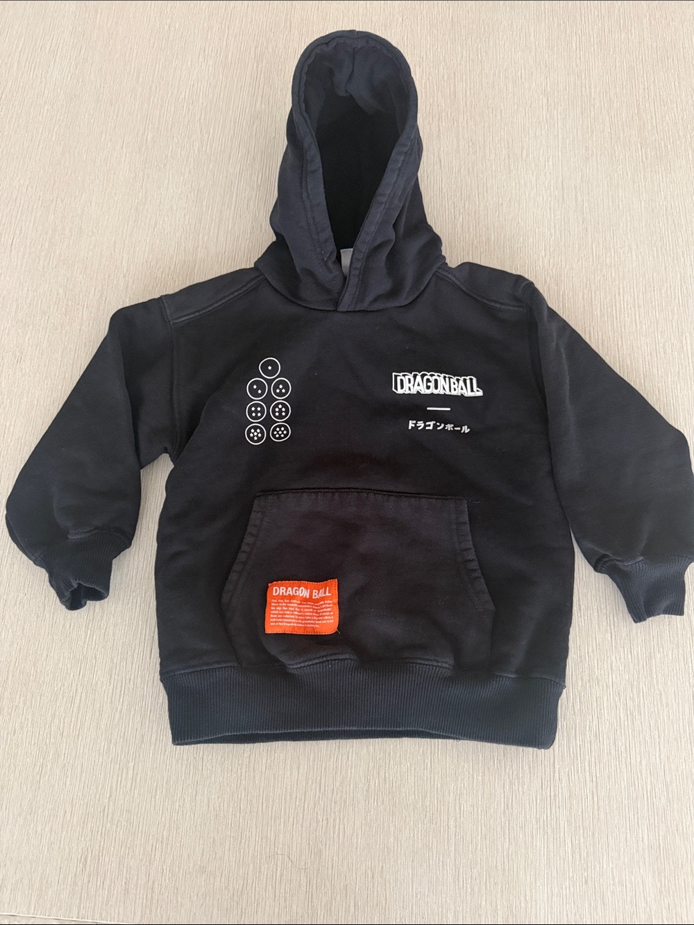 Zara Black Dragon Ball Hooded Sweatshirt with White Graphics